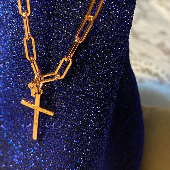 NWT ✝️ BEAUTIFUL ROSE GOLD CROSS WITH KEY CHARM SAINT NECKLACE ALL AGES - Picture 11 of 12